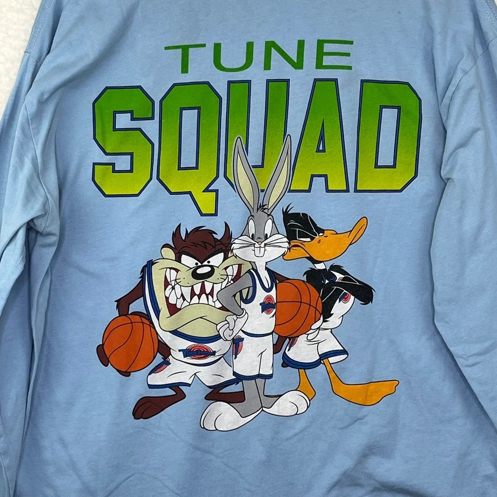 Space Jam Tune Squad Bugs Bunny Daffy Taz Long Sleeve‎ Shirt Blue Mens XL